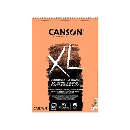 Bloco Espiralado Canson XL Extra Blanc A3 90g 120Fls