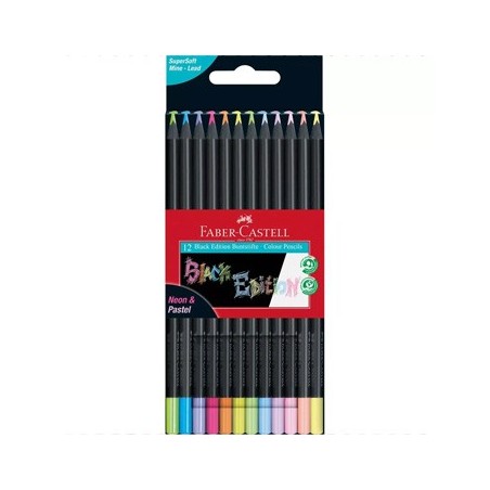 Lápis Cor 18cm Faber Castell Black Edition Cx Cartão 12un