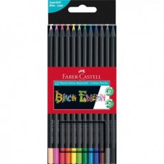 Lápis Cor 18cm Faber Castell Black Edition Cx Cartão 12un