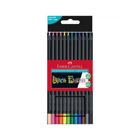 Lápis Cor 18cm Faber Castell Black Edition Cx Cartão 12un