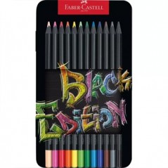 Lápis Cor 18cm Faber Castell Black Edition Cx Metálica 12un