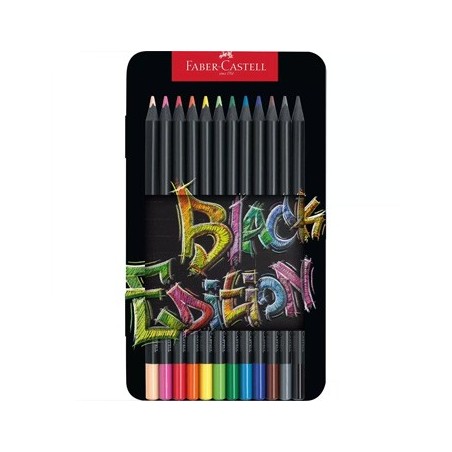 Lápis Cor 18cm Faber Castell Black Edition Cx Metálica 12un