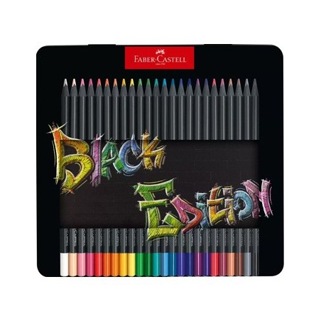 Lápis Cor 18cm Faber Castell Black Edition Cx Metálica 24un