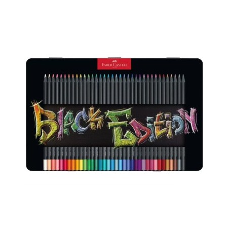 Lápis Cor 18cm Faber Castell Black Edition Cx Metálica 36un