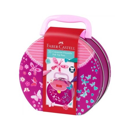 Marcador Feltro Faber Castell Connector Mala Borboletas 33un