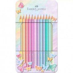Lápis Cor 18cm Faber-Castell Sparkle Pastel Cx Metal 12un