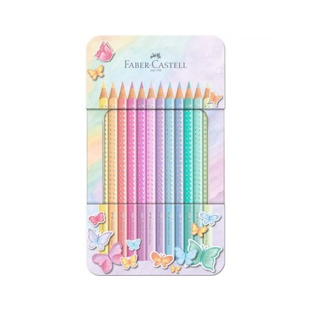 Lápis Cor 18cm Faber-Castell Sparkle Pastel Cx Metal 12un