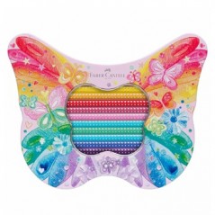 Lápis Cor 18cm Faber Castell Caixa Metal Borboleta 20un