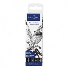 Marcador Artístico Pitt Faber-Castell Comic Preto 4 Cores