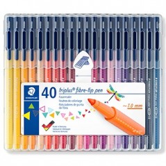 Marcador Feltro Staedtler Triplus 323 Estojo Box 40 cores
