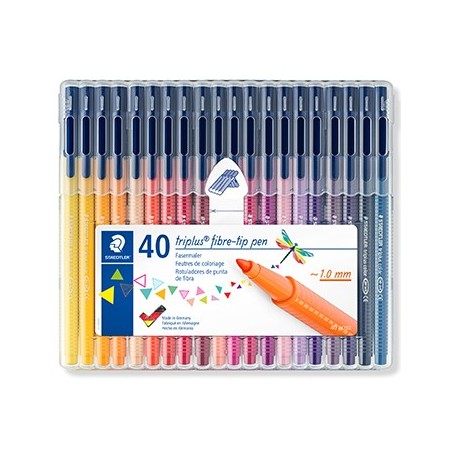 Marcador Feltro Staedtler Triplus 323 Estojo Box 40 cores