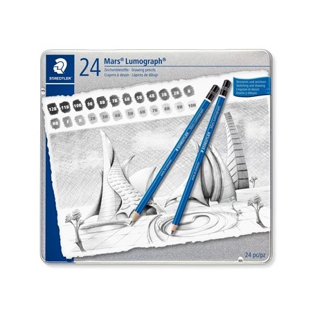 Lápis Grafite 100 G24 STAEDTLER Mars Lumograph Cx Metal 24un