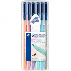 Marcador Feltro Staedtler Triplus 323 Estojo Box 6un Pastel