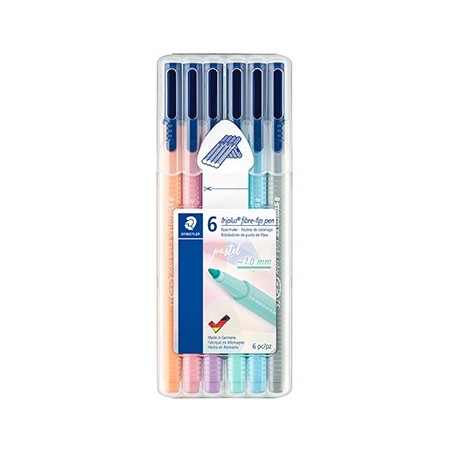 Marcador Feltro Staedtler Triplus 323 Estojo Box 6un Pastel