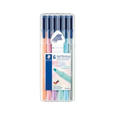 Marcador Feltro Staedtler Triplus 323 Estojo Box 6un Hygge