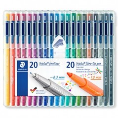 Marcador Fino 20 Cores 0,3mm+Feltro Staedtler Estojo 20+20un
