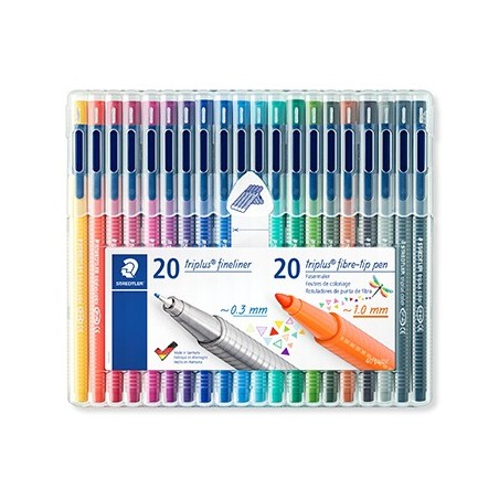 Marcador Fino 20 Cores 0,3mm+Feltro Staedtler Estojo 20+20un