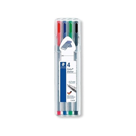 Marcador Fino 4 Cores 0,3mm Staedtler Triplus 334 4un