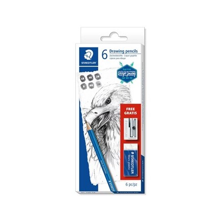 Lápis Grafite 61 100 C6 STAEDTLER Oferta Borracha + Afia 6un