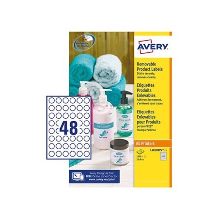 Etiquetas Redondas Removíveis 25mm Avery 25 Folhas 1200un