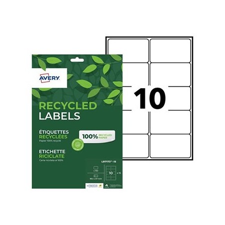 Etiquetas Recicladas 99,1x57mm Avery 15 Folhas 150un
