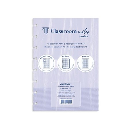Recarga Caderno Inteligente Ambar EcoSmart A5 Quadri 50Fls