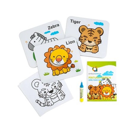 Pintura Mágica Leão Tigre e Zebra Ambarscience