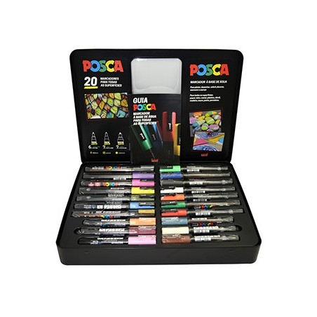 Mala Metálica Marcadores Sortidos Uniball Posca 20un