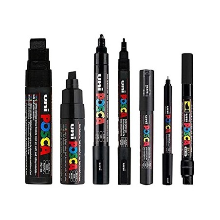Conjunto Marcadores Sortidos Uniball Posca Preto 7un