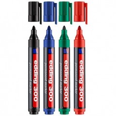 Marcador Médio 4 Cores 1,5-3mm Edding 300 4un