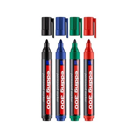 Marcador Médio 4 Cores 1,5-3mm Edding 300 4un