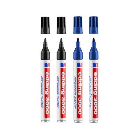 Marcador Permanente Grosso 2 Cores 1,5-3mm Edding 3000 2+2un