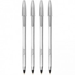 Esferográfica Preto 1mm BIC Edição Especial Prateado 4un