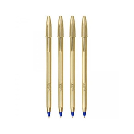 Esferográfica Azul 1mm BIC Edição Especial Dourado 4un