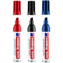 Marcador Permanente Grosso 3 Cores 2-7mm Edding 500 3un