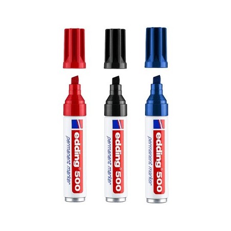 Marcador Permanente Grosso 3 Cores 2-7mm Edding 500 3un