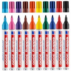 Marcador Permanente Grosso 10 Cores 1,5-3mm Edding 3000 10un
