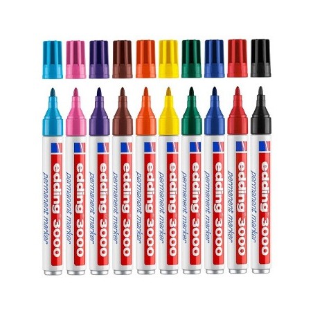 Marcador Permanente Grosso 10 Cores 1,5-3mm Edding 3000 10un