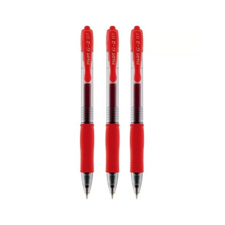 Esferográfica Vermelho 0,7mm Gel Retrátil Pilot G-2 3un