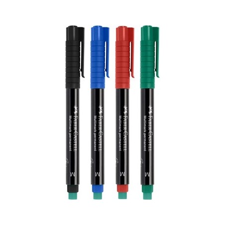 Marcador Permanente Médio 4 Cores 0,9mm Faber-Castell 4un