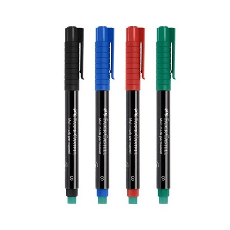 Marcador Permanente Fino 4 Cores 0,4mm Faber-Castell 4un