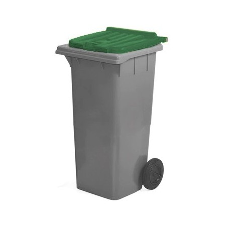 Contentor 120L Plástico 2 Rodas Fundo Preto Tampa Verde
