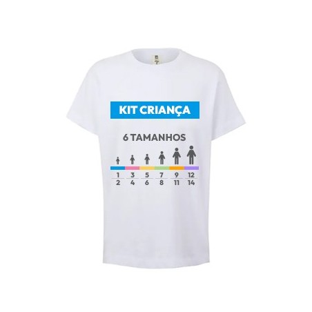 Kit Amostra - T-Shirt Criança Branco Vários Tamanhos 6un