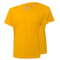T-Shirt Criança Algodão 155g Amarelo Tamanho 3/4 Pack 2un