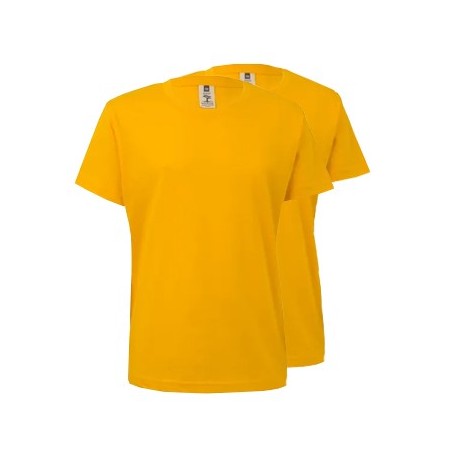 T-Shirt Criança Algodão 155g Amarelo Tamanho 3/4 Pack 2un