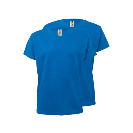 T-Shirt Criança Algodão 155g Azul Turquesa Tam 9/11 Pack2