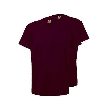 T-Shirt Criança Algodão 155g Bordeaux Tamanho 9/11 Pack 2un