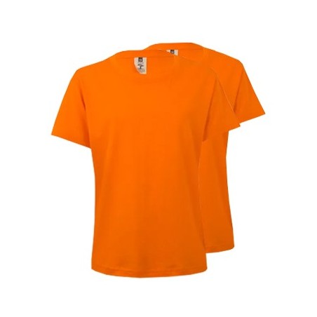 T-Shirt Criança Algodão 155g Laranja Tamanho 7/8 Pack 2un