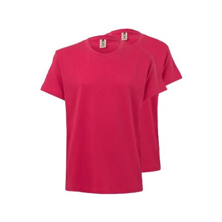 T-Shirt Criança Algodão 155g Rosa Forte Tamanho 5/6 Pack2