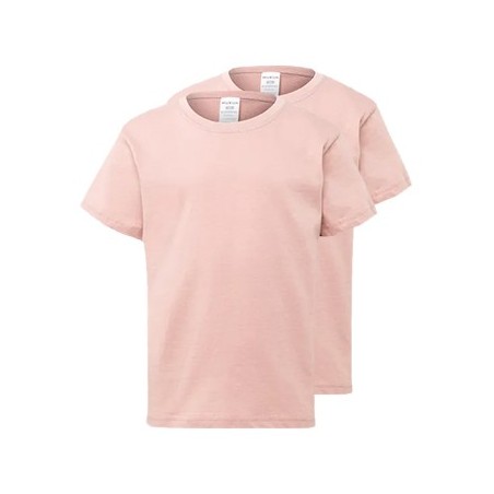 T-Shirt Criança Algodão 155g Rosa Pastel Tamanho 12/14 Pack2